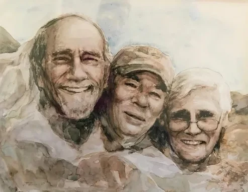 Portrait painting of the Ford Street Project founders by local artist Lonnie Lopez
